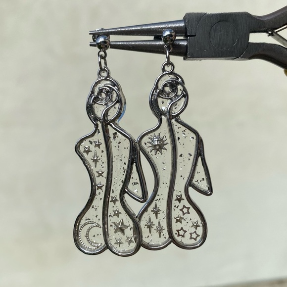 Handmade Cosmic Earrings - Silver 💫 - Picture 2 of 2